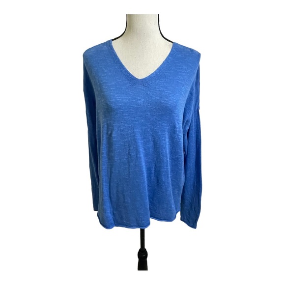 Eileen Fisher womens V-Neck organic linen cotton blend sweater top medium - Picture 11 of 13